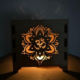 Wooden Lantern Box Candle Saathyo Aum Om Khanda Ek Onkar Hindu Sikh Stationary Diwali - thumbnail 2