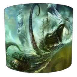 Vintage Kraken Sea Monster Drum Lampshade For Ceiling Light Pendants Or Table Lamp Bases - thumbnail 4