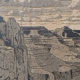 Grand Canyon Panorama Wall Art - Arizona Landmark, Engraved Wooden Lithograph Illustration, Large Art, South Western Nature Home Decor - thumbnail 2