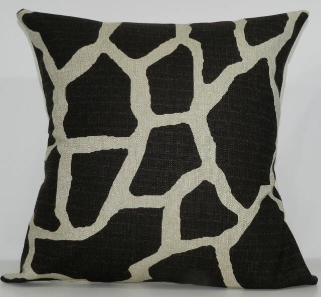 New 18x18 Inch Designer Handmade Pillow Case in Giraffe Dark Drown On Natural Colored Textured Fabric - image 1