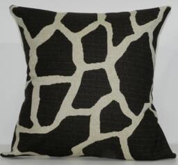 New 18x18 Inch Designer Handmade Pillow Case in Giraffe Dark Drown On Natural Colored Textured Fabric - thumbnail 1