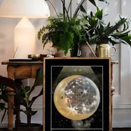 Disco Moon Print - Tarot Card Style The Xviii, Celestial Print, Aesthetic Funky Retro 70S 80S Mystical - thumbnail 3
