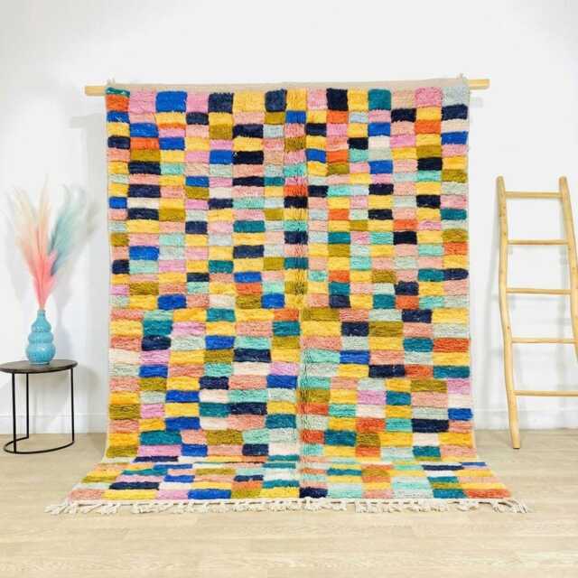 Moroccan Green Berber Rug, Handwoven Wool Shag Rug With Diamond Lattice, Authentic Beni Ourain Style Carpet, Large 9x12 Area - image 1