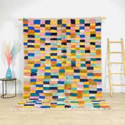 Moroccan Green Berber Rug, Handwoven Wool Shag Rug With Diamond Lattice, Authentic Beni Ourain Style Carpet, Large 9x12 Area - thumbnail 1