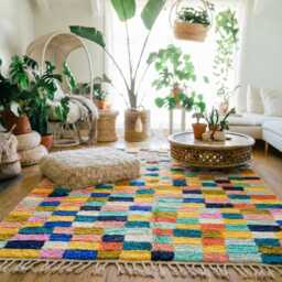 Moroccan Green Berber Rug, Handwoven Wool Shag Rug With Diamond Lattice, Authentic Beni Ourain Style Carpet, Large 9x12 Area - thumbnail 3