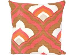 Retro Cushion 40 X cm - 50 Peacock Eye Cream Topping Orange Beige Brown, 70S Pop Art Cover, Lounge Vintage Boho Cover - thumbnail 1