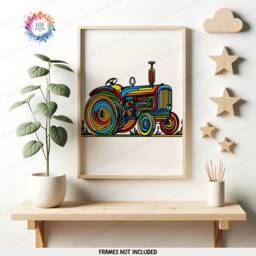 Colourful Tractor Prints - Set Of 3 Posters - Boys Bedroom Artwork Farm Wall Art Tractors Poster Farmyard Nursery Decor Gift Farmer - thumbnail 3