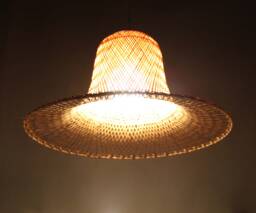 Handwoven Bamboo Pendant Light - Hat-Shaped Lampshade - W15.7'' X H7.8''