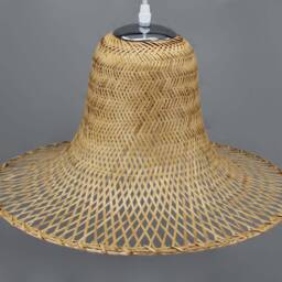 Handwoven Bamboo Pendant Light - Hat-Shaped Lampshade - W15.7'' X H7.8'' - thumbnail 3