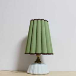 Duzy Handmade Green With Brown Trim Fabric & Acrylic Lamp For Home Furnishing -97# - thumbnail 3