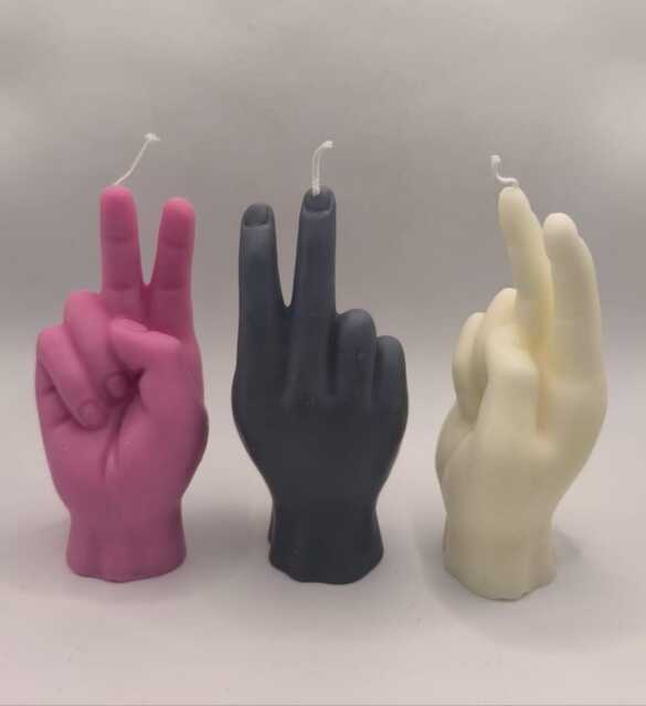 Peace Sign Hand Candle Handmade Soy Wax Boho Home Decor - image 1