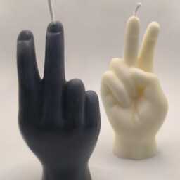 Peace Sign Hand Candle Handmade Soy Wax Boho Home Decor - thumbnail 3
