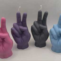 Peace Sign Hand Candle Handmade Soy Wax Boho Home Decor - thumbnail 4