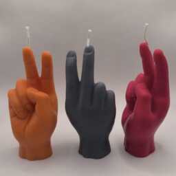 Peace Sign Hand Candle Handmade Soy Wax Boho Home Decor - thumbnail 2