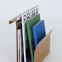Green Metal Desk Organizer, Vertical File Holder, Modern Magazine Minimalistic Brochure Home Office Accessory - thumbnail 3