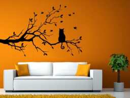 Cat On Tree Branch Birds Pattern Kitten Sitting Wall Window Vehicle Sticker Decal Vinyl Fathead Mural Decor L2050 - thumbnail 1