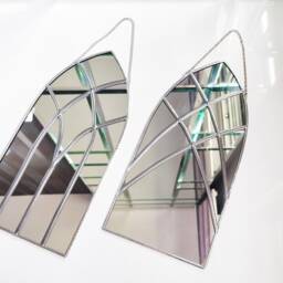 Small Window-Arch Decorative Cathedral Gothic Mirror, Minimalist Wiccan Stained Glass Mirror - thumbnail 2