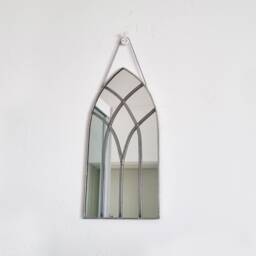 Small Window-Arch Decorative Cathedral Gothic Mirror, Minimalist Wiccan Stained Glass Mirror - thumbnail 3