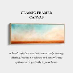 Desert Sky Wall Art Long Horizontal Landscape Canvas in Soft Orange & Turquoise Tones For Bedroom Living Room Or Modern Hallway Decor - thumbnail 3
