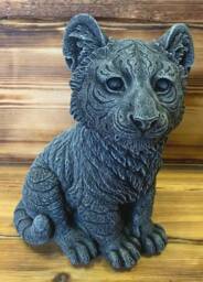Stone Garden Detailed Cute Sitting Tiger Cub Statue Ornament Gift Cat - thumbnail 1
