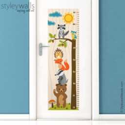 Woodland Animals Growth Chart Wall Decal, Kids Room Sticker, Height Bear Fox Owl Nursery Decor - thumbnail 4