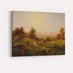 Warm Autumn Pastoral Countryside Grazing Cattle Scenic Landscape Canvas Wall Art Print Decor Picture Ready To Hang - thumbnail 4
