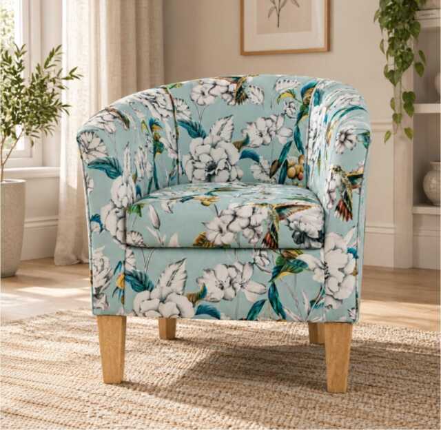 Handmade Maestro Hummingbird Tub Chair - Traditional Fabric & Made in Britain - image 1