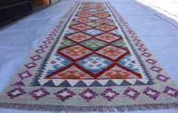3x10 Ft Handmade Kilim Afghan Rug, Maimana Chubi Runner Stunning Flatweave Oriental Hallway Carpet - thumbnail 1