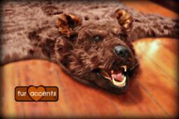 Faux Fur Bear Skin Rug, Handmade Accent Pelt - thumbnail 1