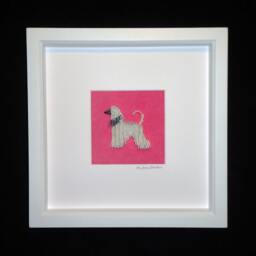 Beaded Afghan Hound Portrait Whimsical Dog Art Shadowbox - 8x8 - thumbnail 2