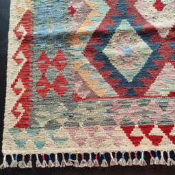 Kilim Rug Classic, Handmade Artisan Afghan Turkish Aztec Geometric Wool 185x119 cm - thumbnail 2