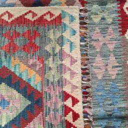 Kilim Rug Classic, Handmade Artisan Afghan Turkish Aztec Geometric Wool 185x119 cm - thumbnail 3