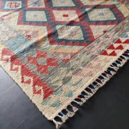 Kilim Rug Classic, Handmade Artisan Afghan Turkish Aztec Geometric Wool 185x119 cm - thumbnail 4