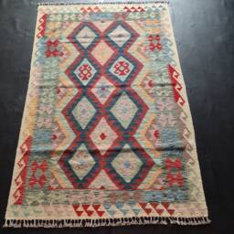 Kilim Rug Classic, Handmade Artisan Afghan Turkish Aztec Geometric Wool 185x119 cm - thumbnail 1