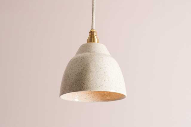 Small Speckled Cream Gloss Element Pendant Light in Ceramic & Brass/Nickel - image 1