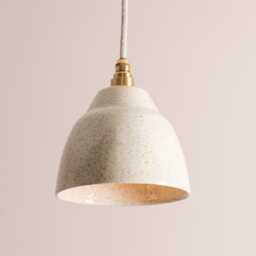 Small Speckled Cream Gloss Element Pendant Light in Ceramic & Brass/Nickel - thumbnail 1