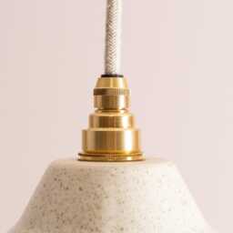 Small Speckled Cream Gloss Element Pendant Light in Ceramic & Brass/Nickel - thumbnail 3