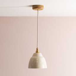 Small Speckled Cream Gloss Element Pendant Light in Ceramic & Brass/Nickel - thumbnail 2