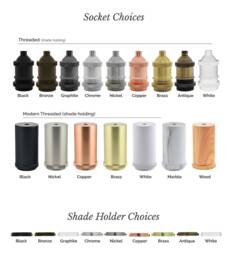"Shade Ready Pendant Kit - Custom Colors Threaded Sockets For 1 5/8"" Hole Or 2 1/4" - thumbnail 1