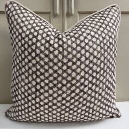 Fermoie Wicker Black Plum Linen Cushion Cover Luxury Designer Pillow - thumbnail 1
