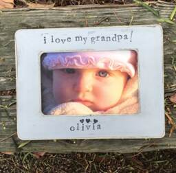 Personalized Grandpa Picture Frame Hand-Painted Vintage Gray 4x6 - thumbnail 1