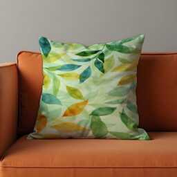 Green Leaf Cushion Cover, Botanical Pillowcase, Modern Nature Throw Pillow Watercolor Leaves Case - thumbnail 3