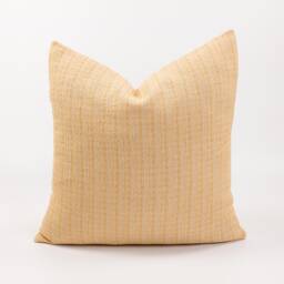 Rustic Pastel Yellow Cotton Throw Pillow Cover, Kapok Insert Option - thumbnail 1