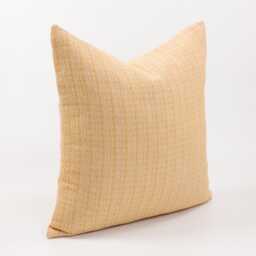 Rustic Pastel Yellow Cotton Throw Pillow Cover, Kapok Insert Option - thumbnail 3