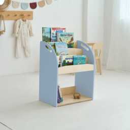 Montessori Plywood Bookshelf, Toddler Kids Room Bookcase, Natural Finish, Front Facing Storage - thumbnail 4