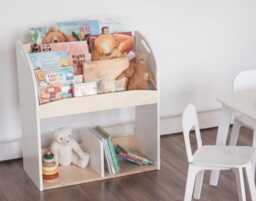 Montessori Plywood Bookshelf, Toddler Kids Room Bookcase, Natural Finish, Front Facing Storage - thumbnail 1