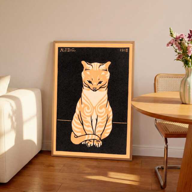 Art Nouveau Cat Print Julie De Graag Vintage Poster - image 1