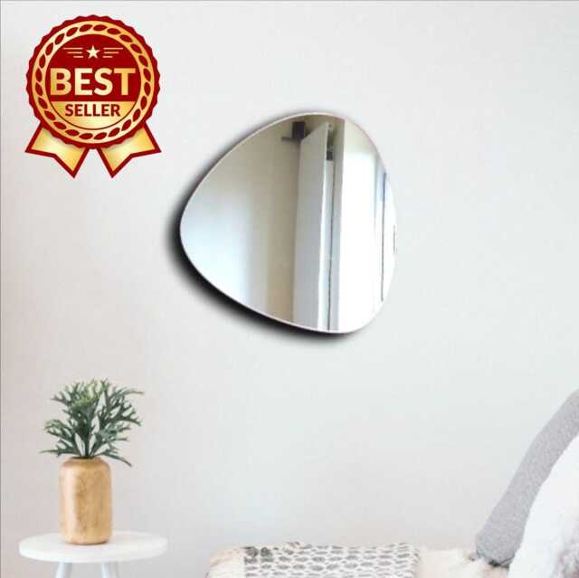 Triangular Pebble Large Acrylic Mirror Wall Art - Custom Sizes, Shapes & Colours - image 1