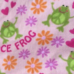 Flannel Baby Blanket/Kid Car - Peace Frogs & Flowers On Pink, Personalization Available - thumbnail 3