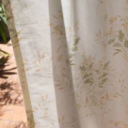 Floral Cotton Noren Door Curtain With Silky Ribbons Ties, Long Noren, Room Dividers Doorway Curtain, 1Pc - thumbnail 3